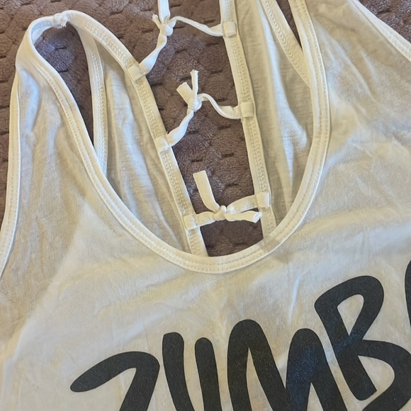 Zumba:  white tank with grey and silver - Picture 3 of 5